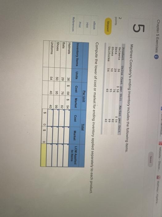 Chapter 5 Exercises 5 networks-Discov... Mathway | Algebra... Seved Martinez Company's ending