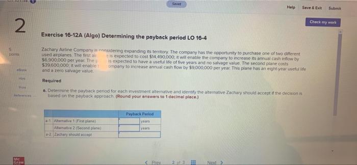 5 2 point book Mc Graw Savad Help Save & Exit Submit