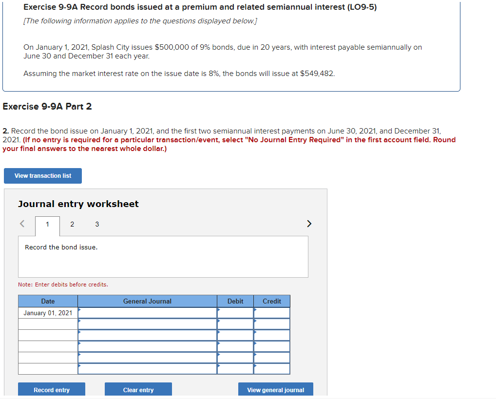December 31 each year. Assuming the market interest rate on the issue