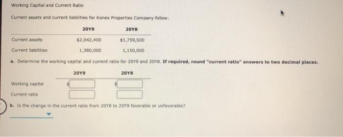Working Capital and Current Ratio Current assets and current liabilities for Konex