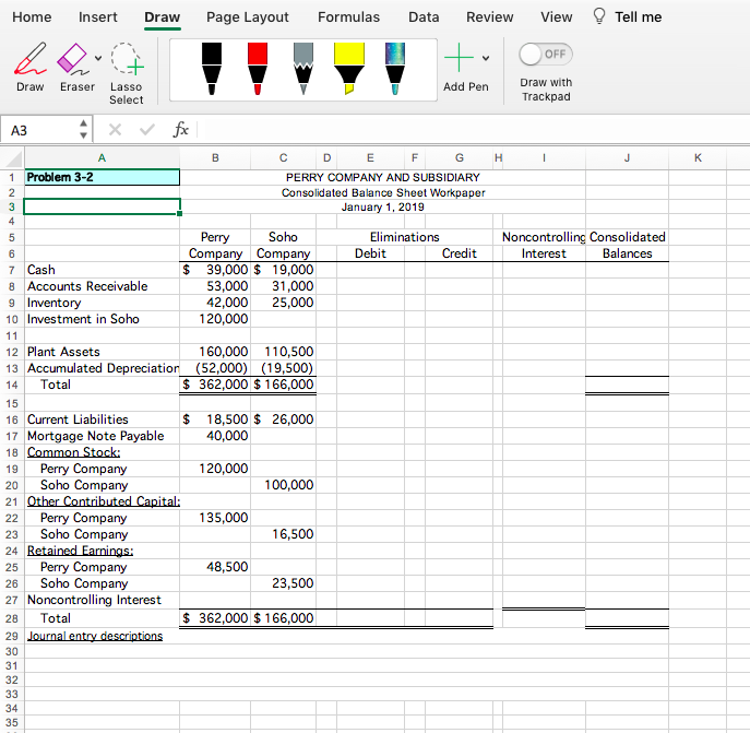 consolidated worksheet.