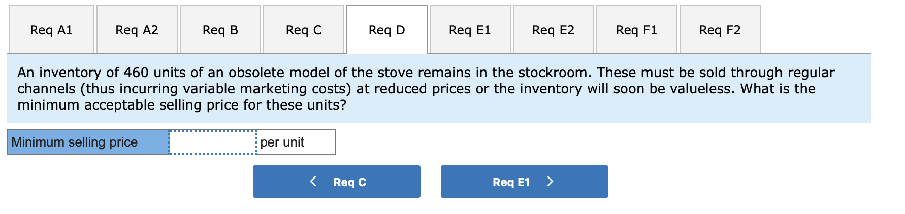 Kitchen Supply produces stoves for commercial kitchens. The costs to manufacture and