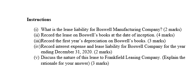 Company and Boswell Manufacturing Company, a lessee. Inception date Lease term (non