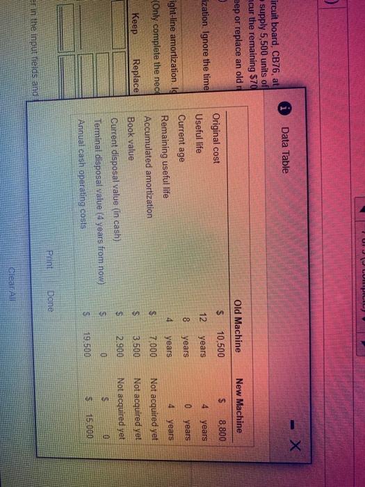 -X Data Table ircuit board, CB76, at supply 5,500 units of ncur