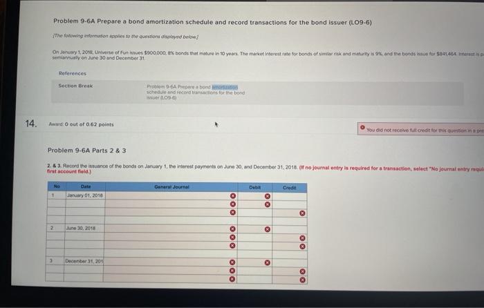 Problem 9-6A Prepare a bond amortization schedule and record transactions for the