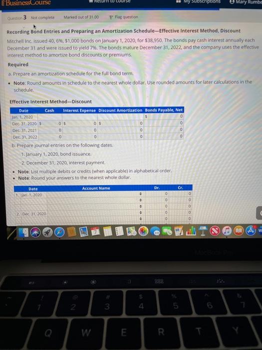 BusinessCourse W Return to cou Question 3 Not complete Marked out of