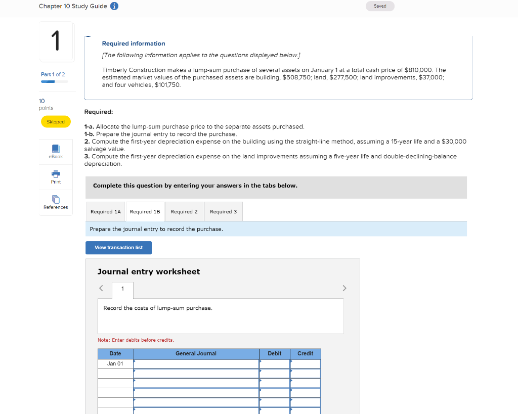 Saved Required information [The following Information applies to the questions displayed below.]