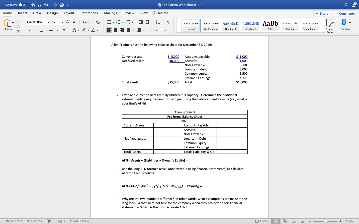 AutoSave OFF Home 85-58 Insert Draw Design Layout Pro Forma Worksheet(1) References