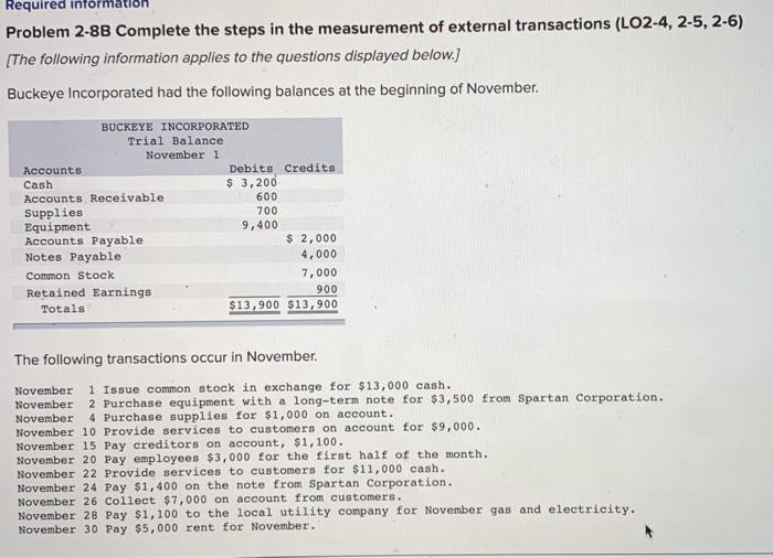 Required informa Problem 2-8B Complete the steps in the measurement of external