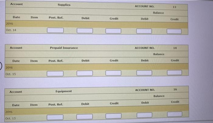 payable for the remainder 13. Purchased equipment on account, $10,730. 14. Purchased