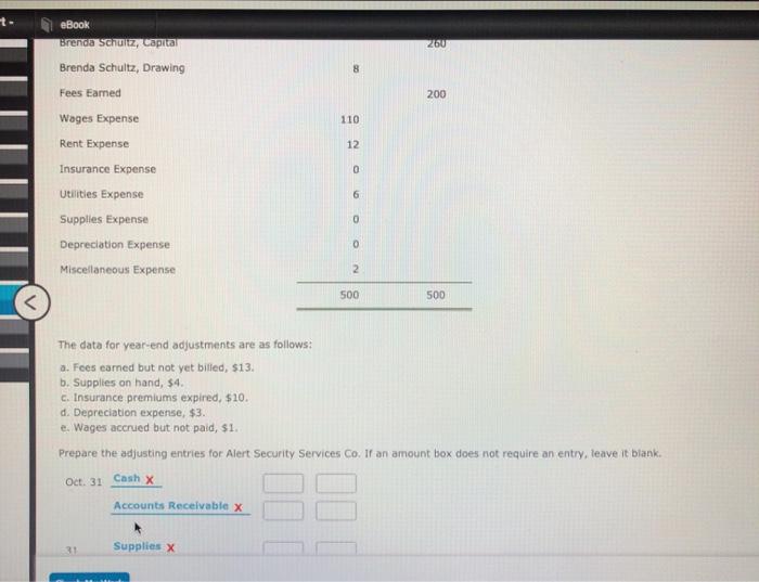 Co. offers security services to business dients. The trial balance for Alert