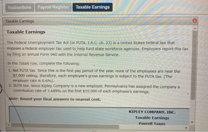 computations are shown in the Employee Payroll Register. Requirements: 1. Compute and