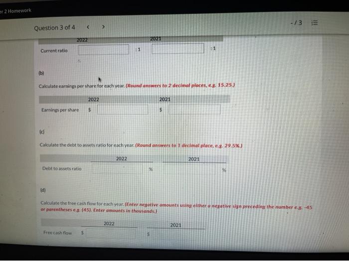 in Progress Suppose the following data were taken from the 2022 and