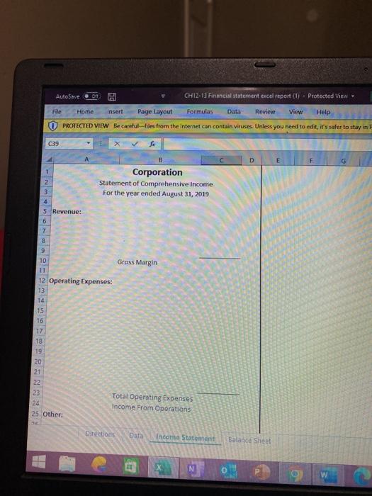 need to edit, it's saf A3 X fx Formula!B9 A B Corporation