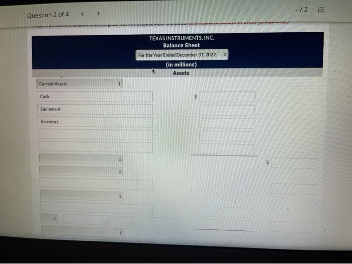 Progress Suppose the following items were taken from the 2022 financial statements