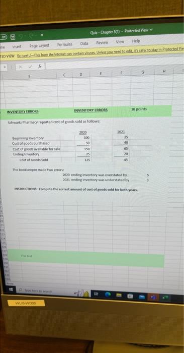 CHAPTERS QUIZ-PROBLEMS H Multiple Choice on B-20 points GRADE 60 points Inventory