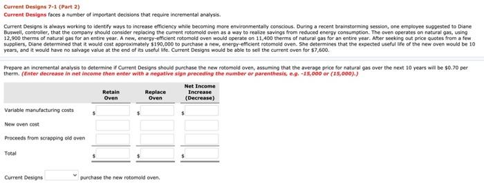 Current Designs 7-1 (Part 2) Current Designs faces a number of important