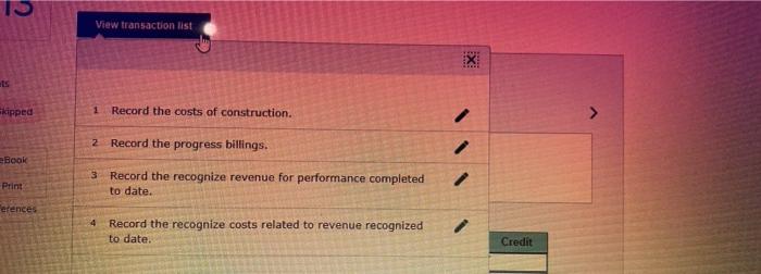 and gross profit for the construction project for each of the three