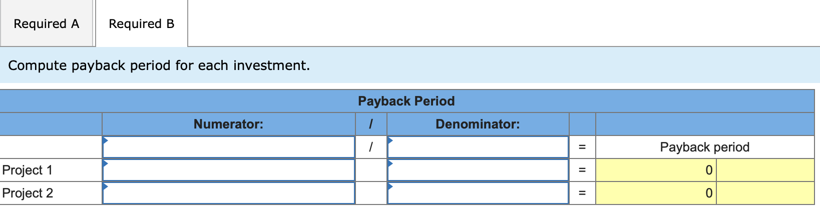 Amounts Project 1 Project 2 Income Cash Flow Income Cash Flow 156,000
