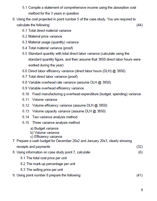 Direct Labor Department B 45 hours @ R87.50 per hour Department C
