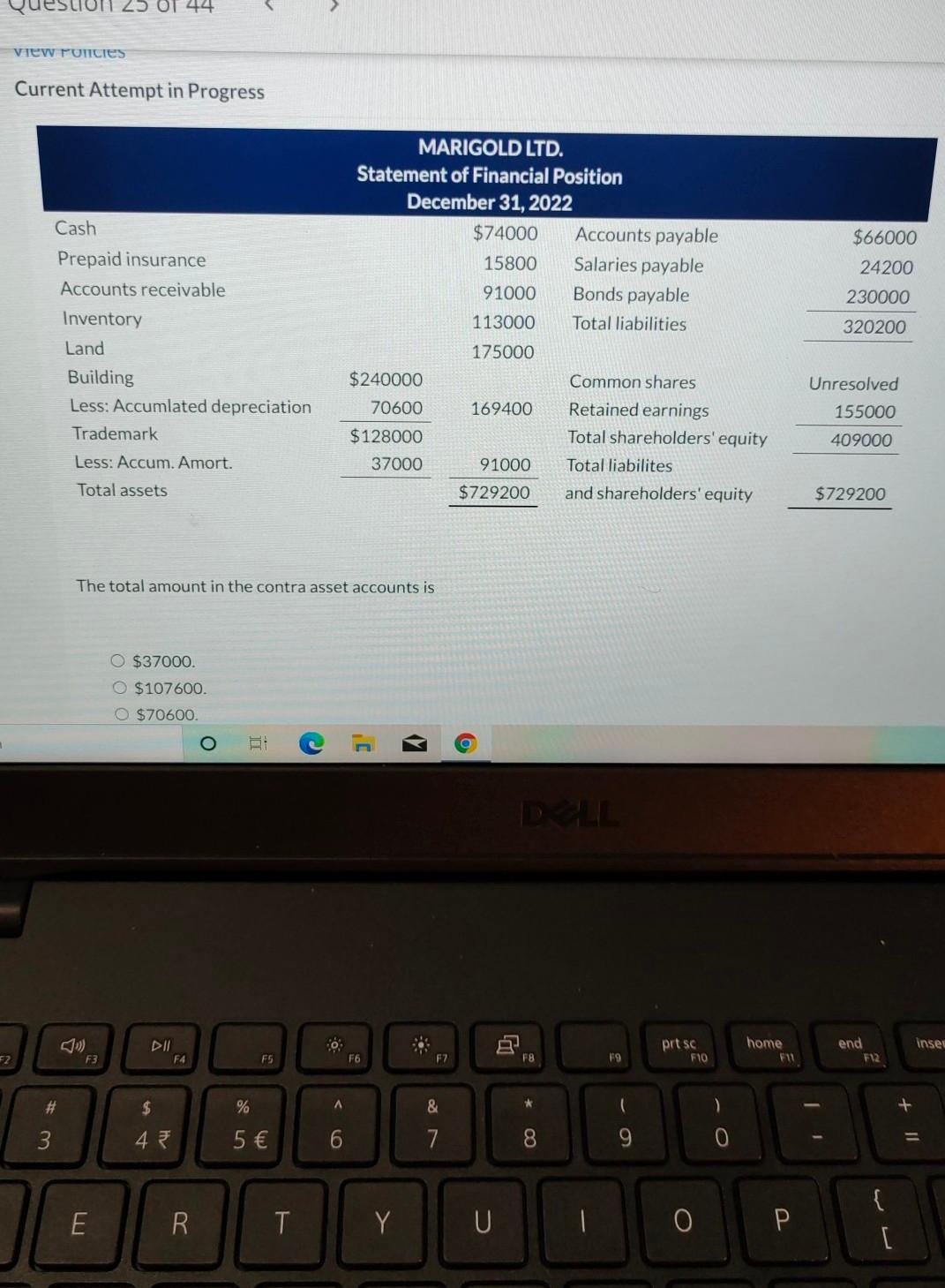 view romcies Current Attempt in Progress MARIGOLD LTD. Statement of Financial Position