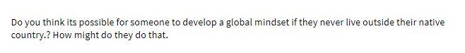 Do you think its possible for someone to develop a global mindset