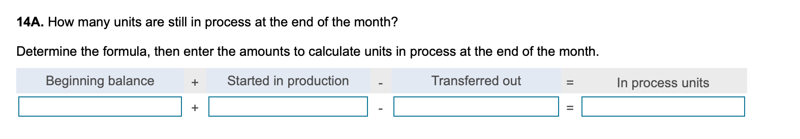 Mixing Department started the month with 400 units in process that were