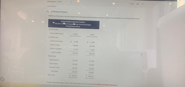 @ Question 1 of 4 Views C Altempt in Progress -/25 1