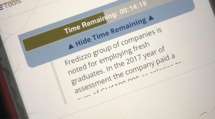 Tools Time Remaining: 00:14:19 Hide Time Remaining Fredizzo group of companies is