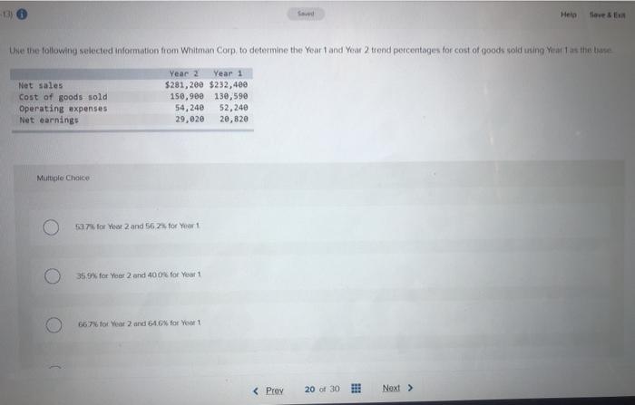 -13) Saved Help Save & Exit Use the following selected information from