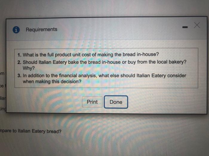 The chef estimates that variable costs of making each loaf include $0.46