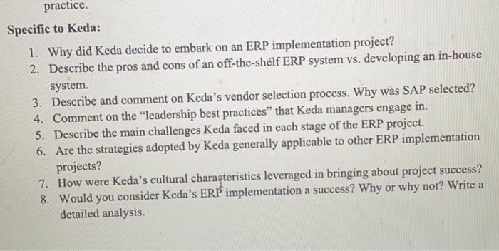 practice. Specific to Keda: 1. Why did Keda decide to embark on