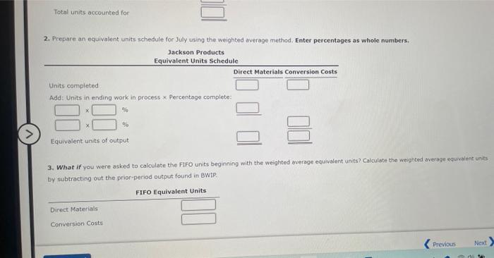 Flow Schedule For the Month of July Units to account for: 10,500