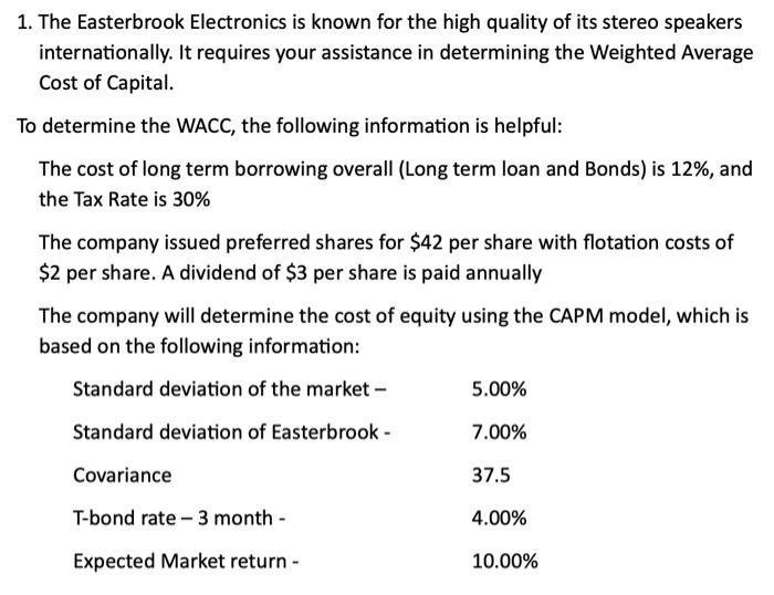 1. The Easterbrook Electronics is known for the high quality of its