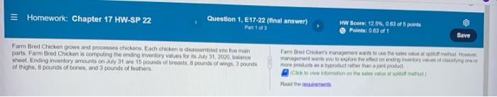 Homework: Chapter 17 HW-SP 22 Question 1, E17-22 (final answer) Pat 1