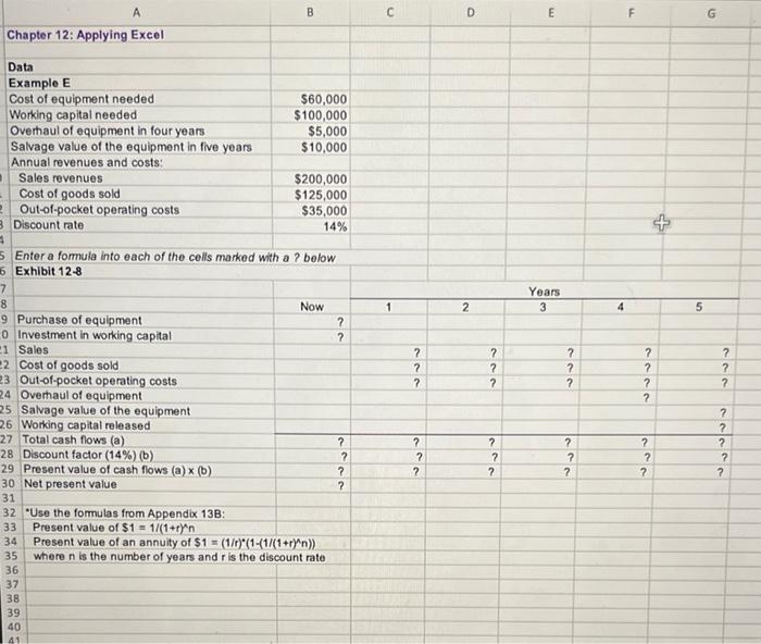 A Chapter 12: Applying Excel Data Example E B C D E