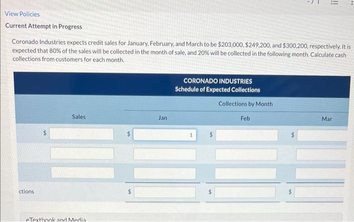 View Policies Current Attempt in Progress Coronado Industries expects credit sales for