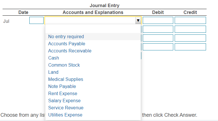 the first month of operation (July), the business, titled Dr. Lisa Chase,