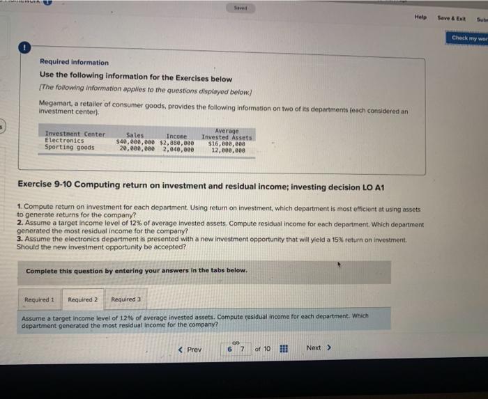 Saved Help Save & Exit Subm Check my wor Required information Use