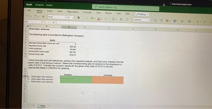 variances Show Me How Office 365 Bellingham Company produces a product that
