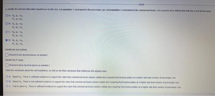 Among 308 commercial trucks, 43 had only rear license plates. A reasonable