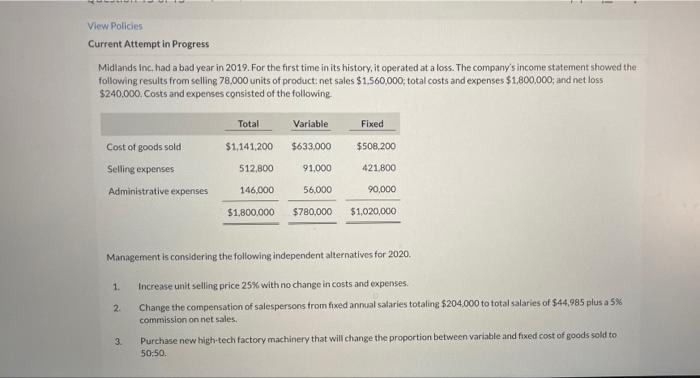 View Policies Current Attempt in Progress Midlands Inc. had a bad year