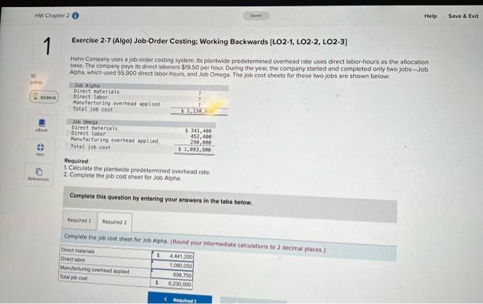 HW Chapter 2 Seved Help Save & Exit 1 Exercise 2-7 (Algo)