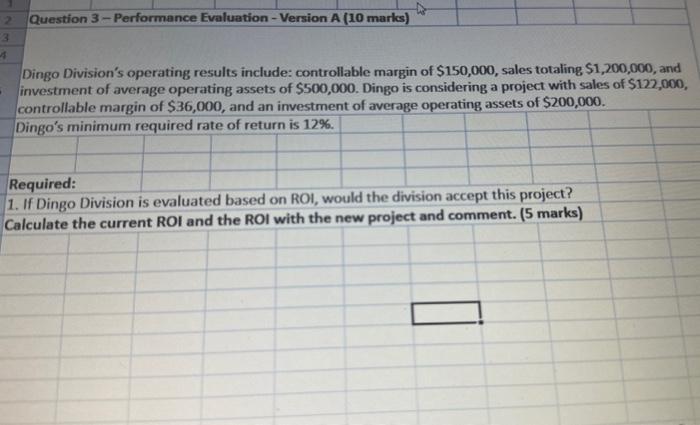 2 Question 3-Performance Evaluation - Version A (10 marks) 3 4 Dingo