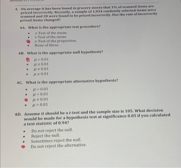 4. On average it has been found in grocery stores that 1%