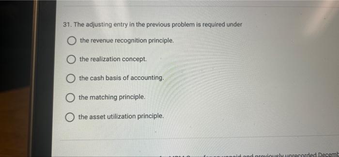 31. The adjusting entry in the previous problem is required under the