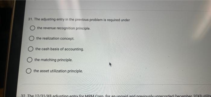 revenue recognition principle. the realization concept. the cash basis of accounting. the