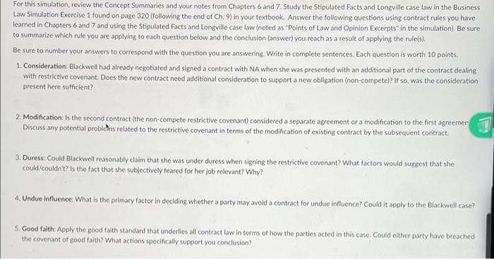 For this simulation, review the Concept Summaries and your notes from Chapters
