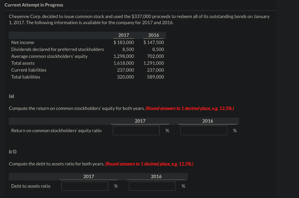 Current Attempt in Progress Cheyenne Corp. decided to issue common stock and