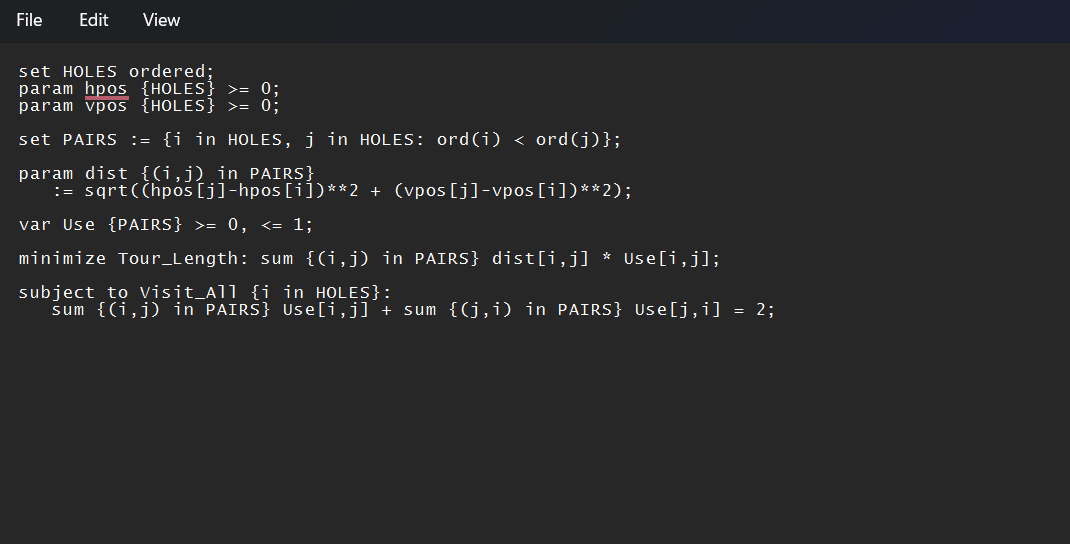 declaring the operating data indexed over these sets: param supply (FACT] >=